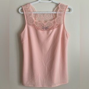 (2) Lily Morgan Lace Collar Tank Top Women’s Size Medium, One Pink and One White